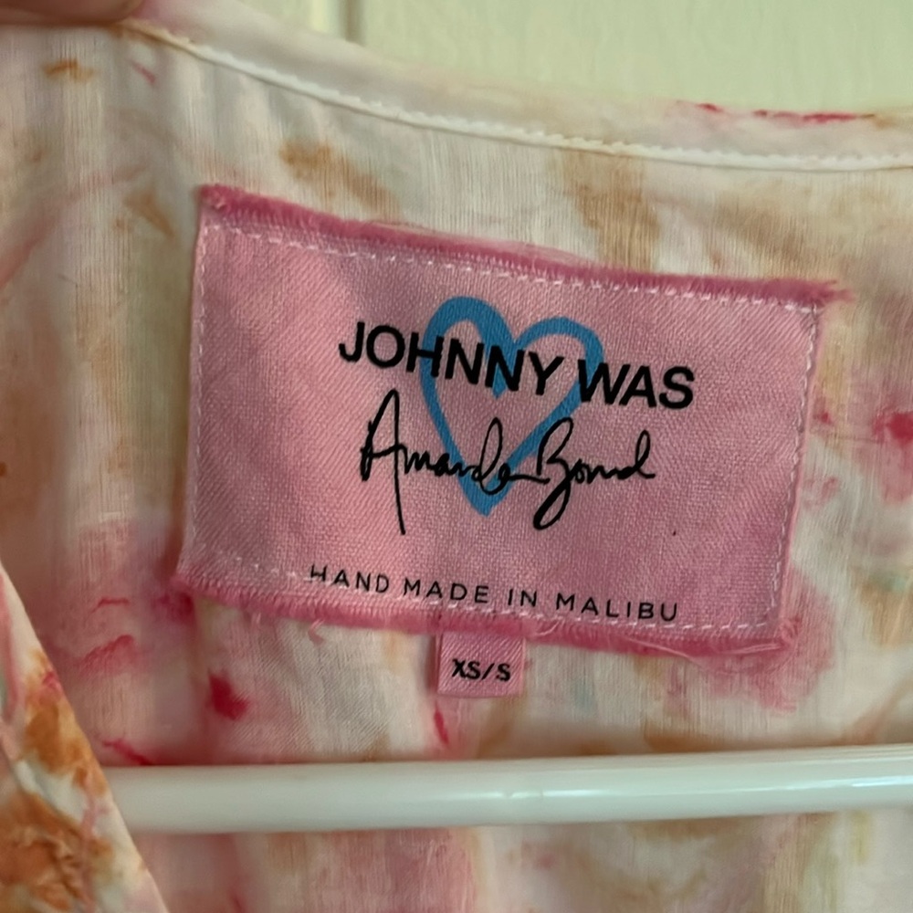 Johnny Was Maxi Dress Pink Blue Tie-Dye Label